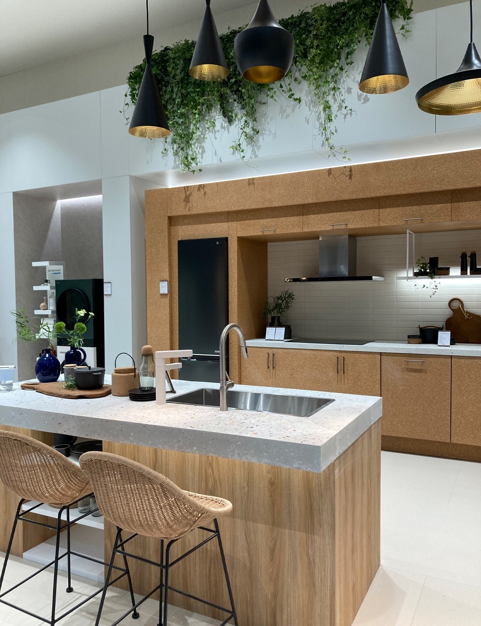 A stylish built-in range and hood is an example of technology in the kitchen