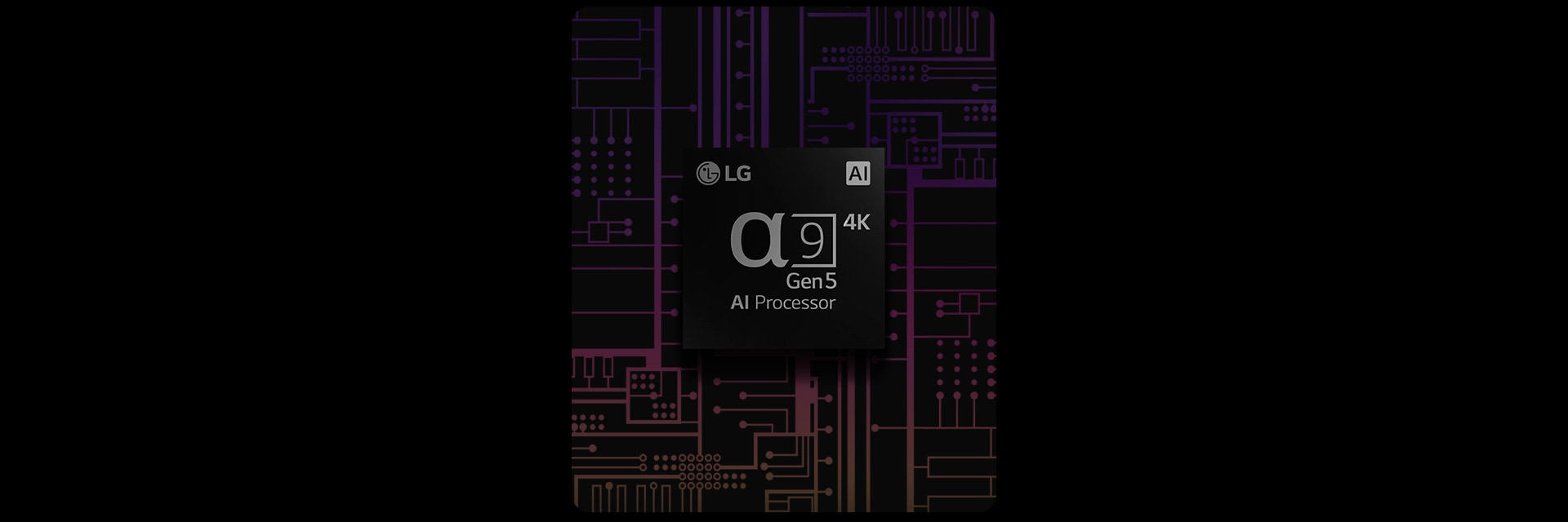 An image of the a9 Gen 5 AI processor 4K has a black and white background which transforms into color