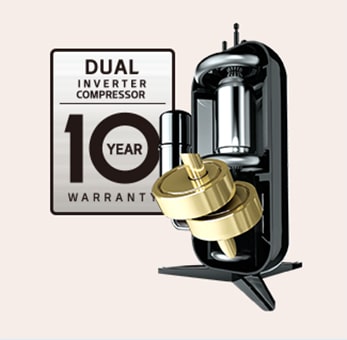 Slika DUAL Inverter Compressor sa garancijom od 10 godina.	