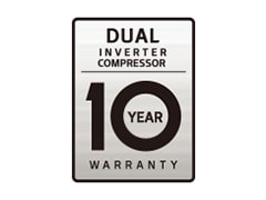 Logotip DUAL Inverter 10 Year Warranty.
