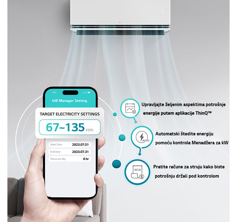Potrošnju energije klima-uređaja moguće je unapred definisati podešavanjem ciljne količine.
