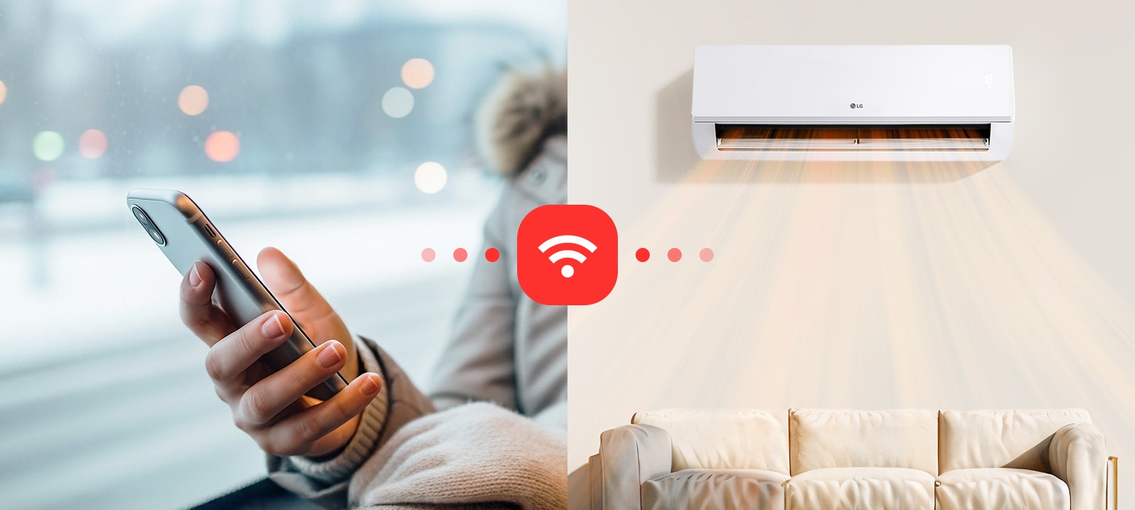 Slika na kojoj se upravlja protokom vazduha za hlađenje klima-uređaja preko pametnog telefona.