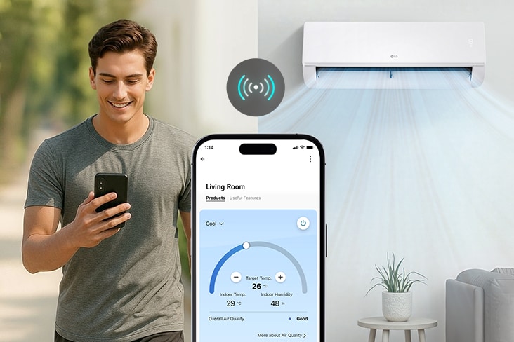 Ikona upravljanja LG klima-uređajima na otvorenom pomoću aplikacije ThinQ