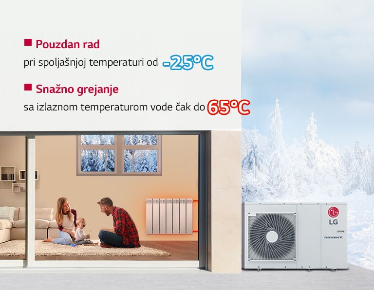 Slika roditelja i bebe kako sede u toploj dnevnoj sobi sa radijatorom.