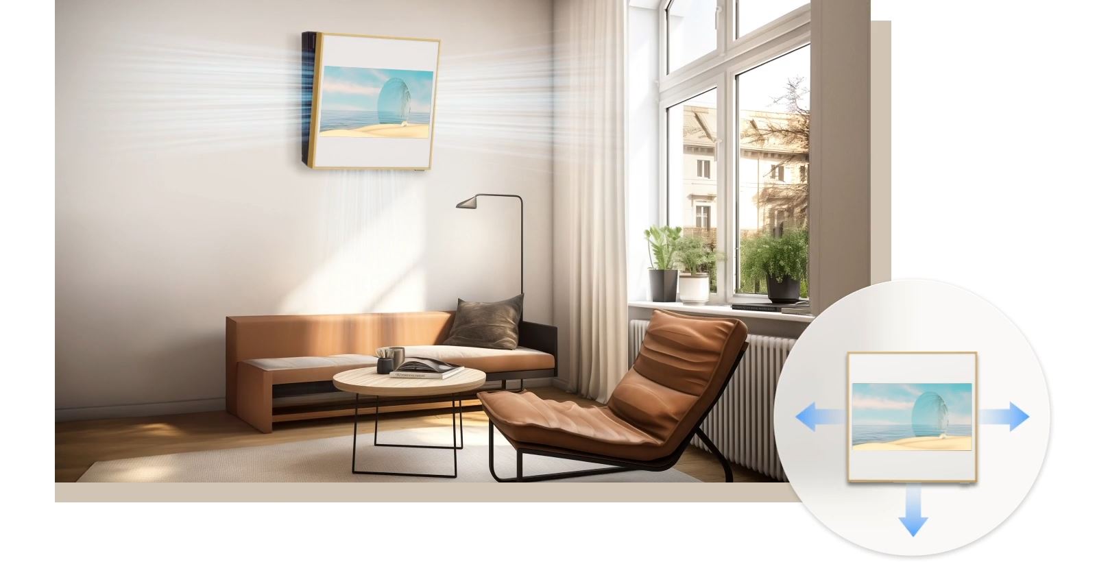 Raspršivanjem hladnog vazduha kroz levu, desnu i donju stranu okvira obezbeđuje se prijatno izduvavanje vazduha u svakom delu prostorije.