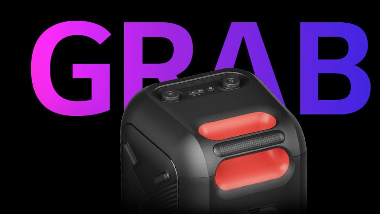 Krupni plan ručke. Iza je ispisana reč „GRAB” u svrhu dizajna.