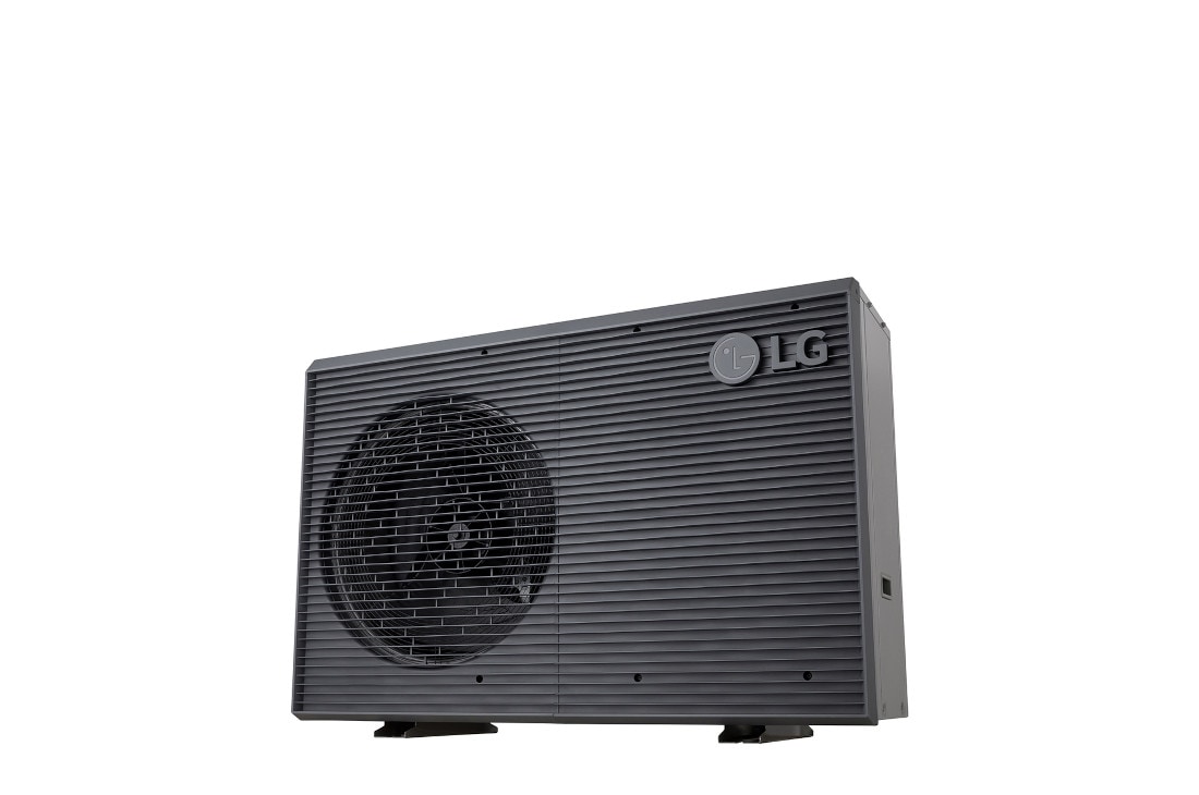 LG R32 Monobloc S II, 1Ø, 9kW, LG R32 Monobloc S II (HM051MRS UA40) crnog dizajna sa velikim prednjim ventilatorom i horizontalnim lamelama.	, HM091MRS UA40, thumbnail 2