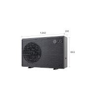 LG R32 Monobloc S II, 1Ø, 9kW, LG R32 Monobloc S II (HM051MRS UA40) crnog dizajna sa velikim prednjim ventilatorom i horizontalnim lamelama.	, HM091MRS UA40, thumbnail 7