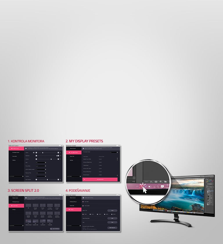 Podešavanja ekrana uz On Screen Control2