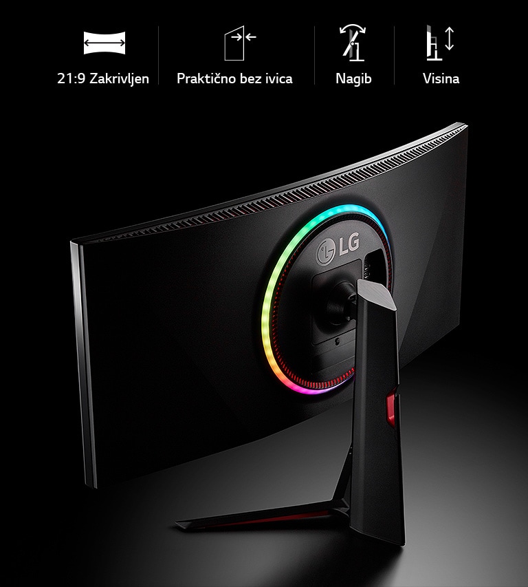 Elegantni dizajn: 21:9 Zakrivljen, praktično bez ivica, nagib, visina