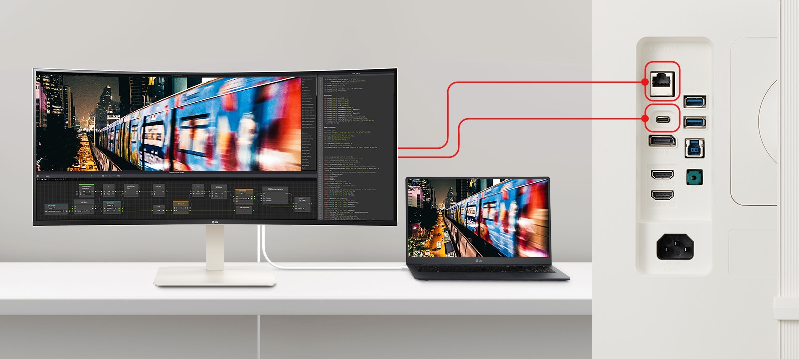 USB Type-C™, RJ45 priključak.