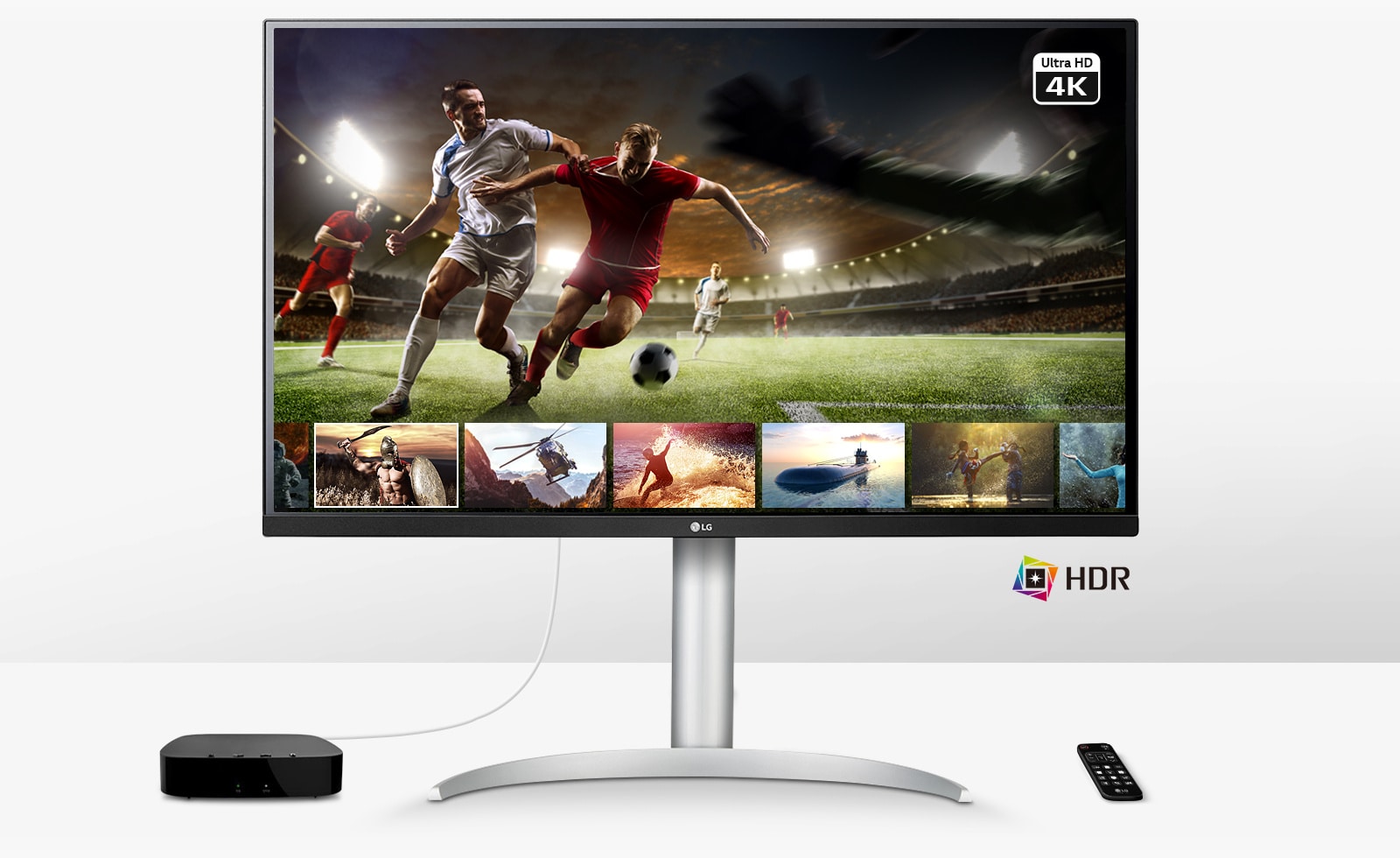 Reprodukcija fudbalske utakmice uživo u Ultra HD 4K HDR preko usluge za strimovanje.