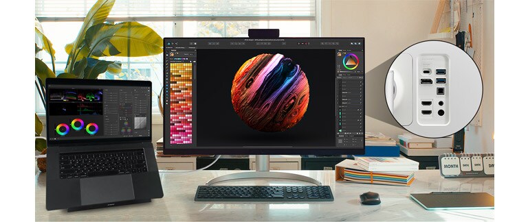 LG UltraFine™ je kompatibilan sa različitim tipovima uređaja zahvaljujući tome što poseduje USB Type-C™, DisplayPort, HDMI ulaz i dva USB ulaza.