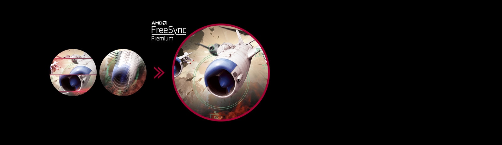 Jasan prikaz slike tokom igranja igara uz besprekorne, tečne pokrete kada je uključena funkcija AMD FreeSync™, dok se seckanje i kočenje javljaju kada je funkcija AMD FreeSync™ isključena.