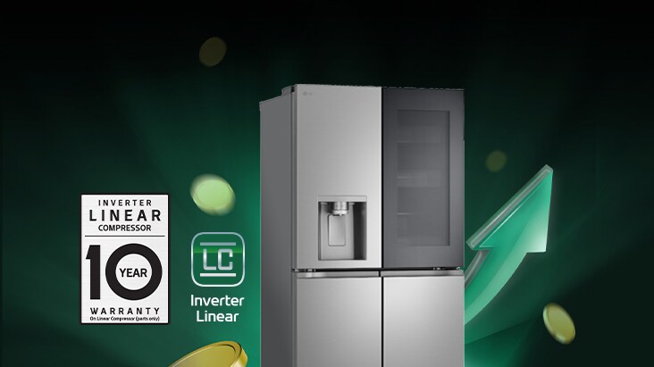 LG Multi-door frižider sa Inverter Linear Compressor tehnologijom i logom za 10 godina garancije.