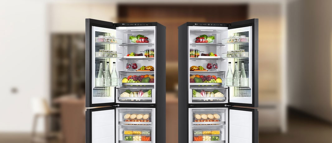 Slika dva frižidera sa različitim otvorima vrata.