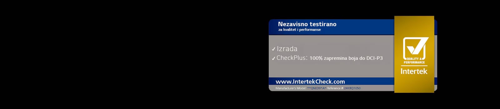 Intertrek sertifikat za 100% intenzivne boje do DCI-P3.