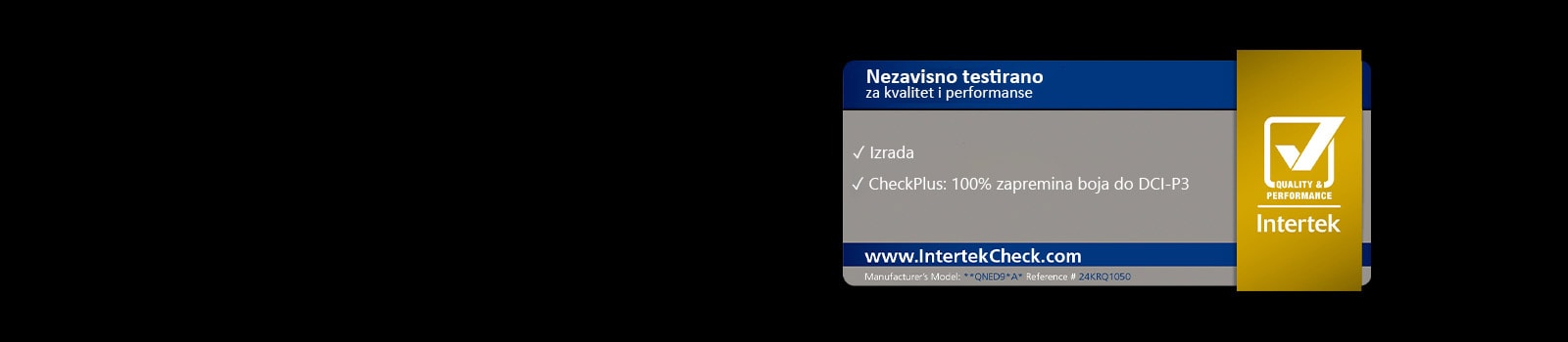 Intertrek sertifikat za 100% intenzivne boje do DCI-P3.