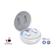 LG TONE Free FP9W, Otvorena kutija pod uglom od 15 stepeni sa uključenim osvetljenjem u skladu sa raspoloženjem i logotipi UVnano i Plug&wireless, TONE-FP9W, thumbnail 1
