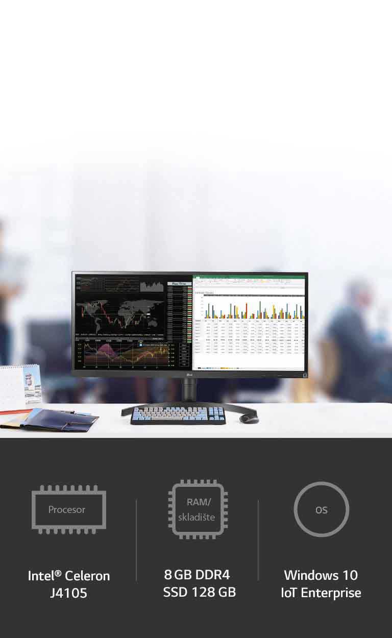 Moćnije performanse uz procesor (Intel® Celeron J4105), RAM prostor za skladištenje (8 GB DDR4 / SSD 128 GB) i OS (Windows10 IoT Enterprise)