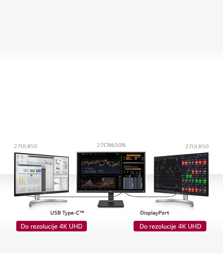 Podešavanje za trostruke monitore uz dva 27UL850 monitora.