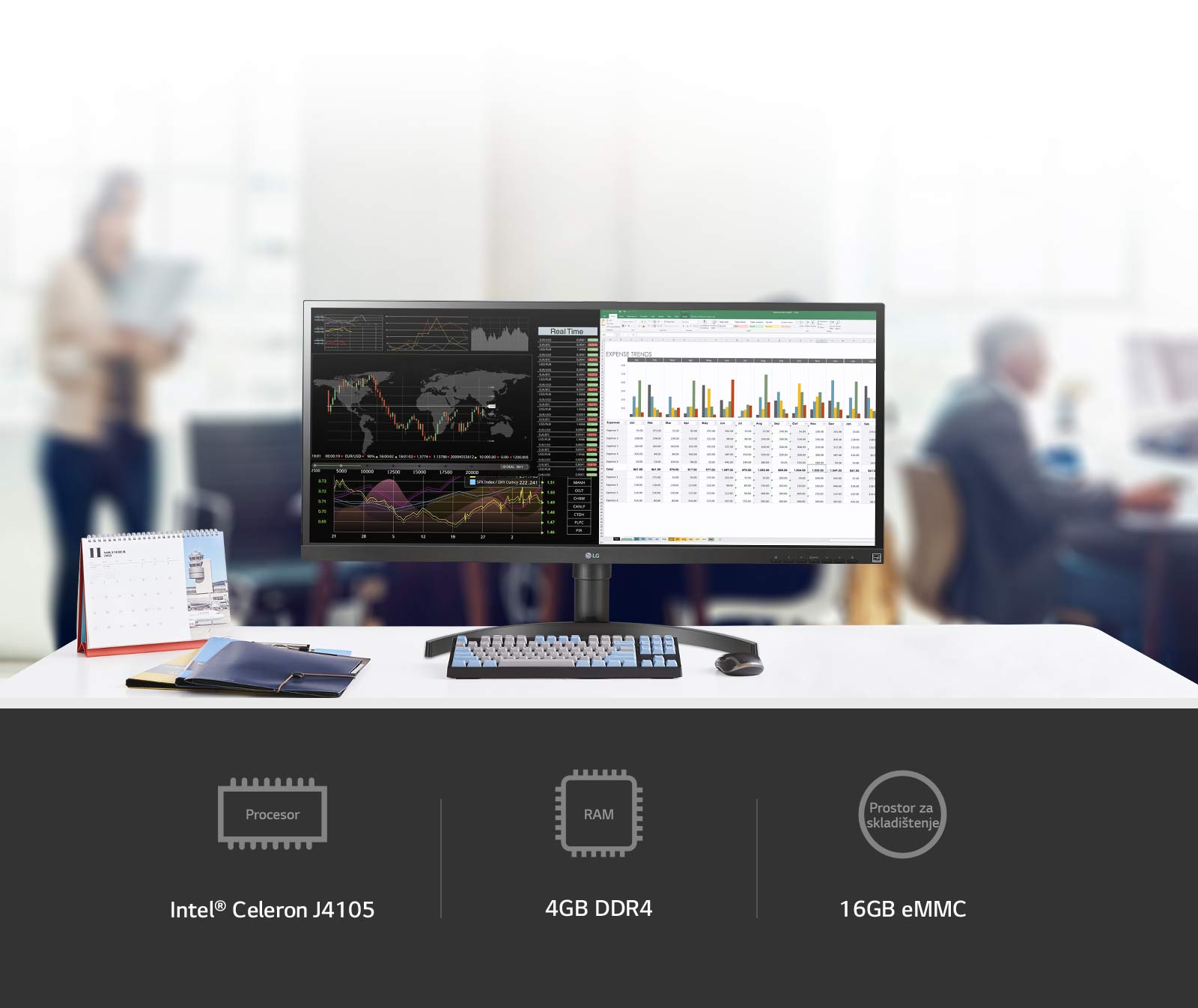 Moćnije performanse uz procesor (Intel® Celeron J4105), RAM (4 GB DDR4) i prostor za skladištenje (16 GB eMMC)