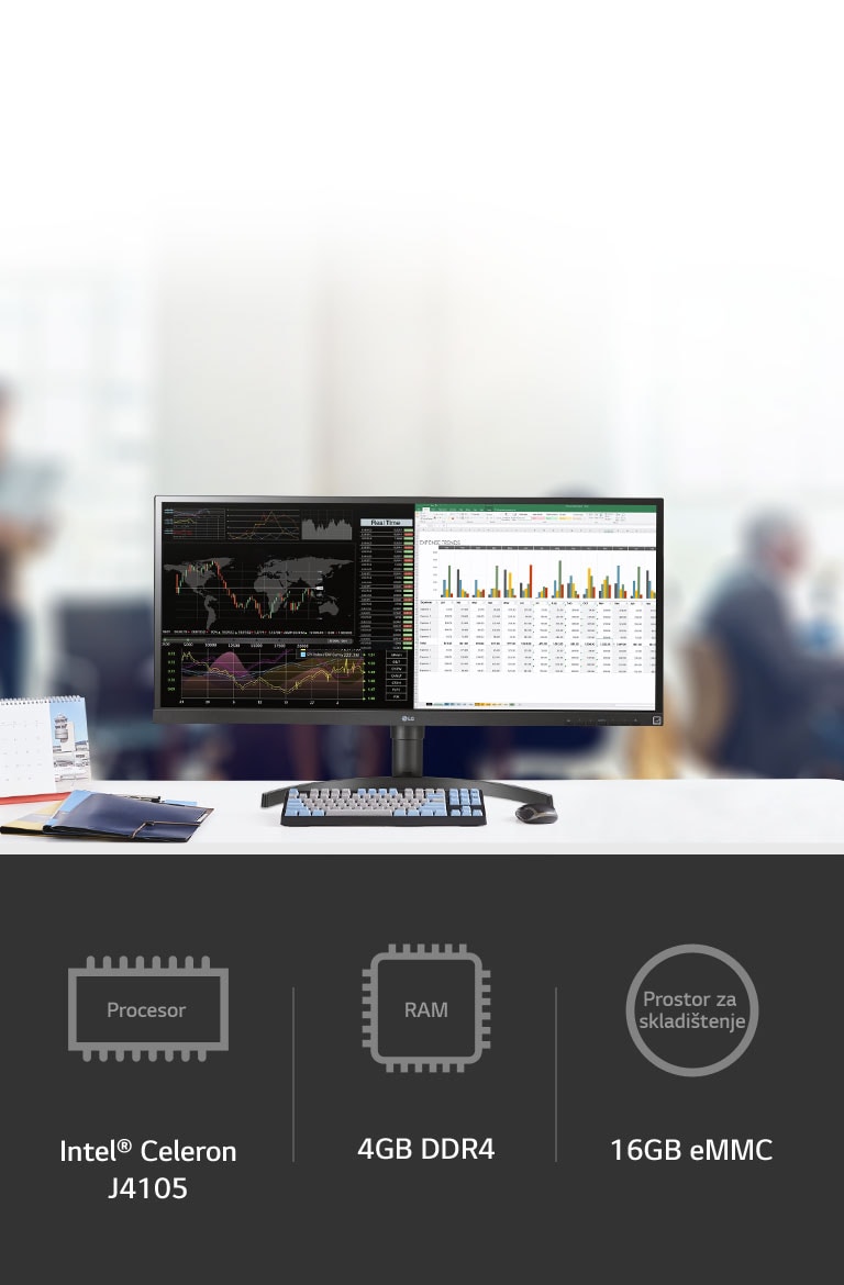 Moćnije performanse uz procesor (Intel® Celeron J4105), RAM (4 GB DDR4) i prostor za skladištenje (16 GB eMMC)