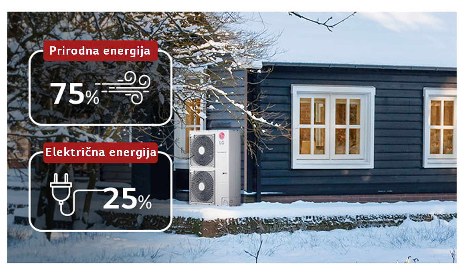 Slika sa pogledom na kuću zimi.