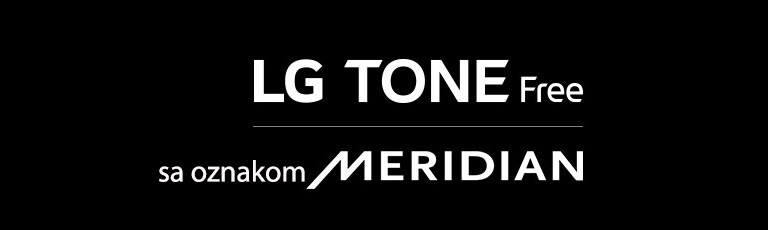 LG TONE Free (logotip), sa tehnologijom MERIDIAN (logotip)