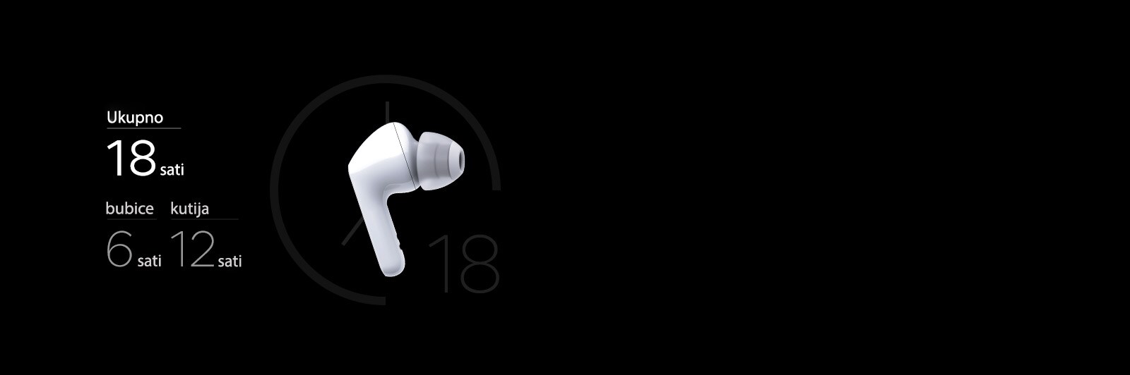 Slika bele bubice pored koje se nalaze brojevi koji pokazuju trajanje baterije