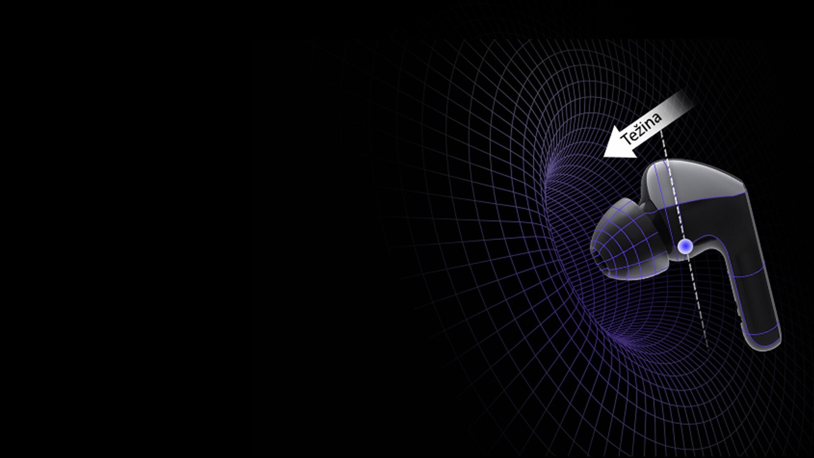 Slika bubice u virtuelnom prostoru sa dijagramima koji pokazuju da je težina usmerena na glavi bubice