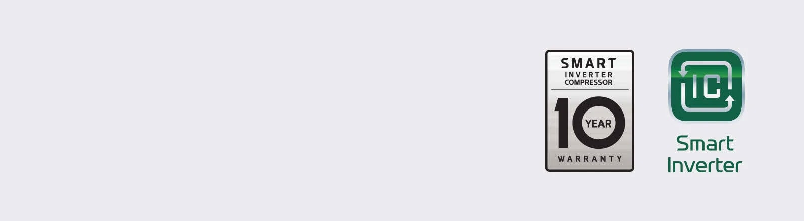 10 godina garancije za logotip Smart Inverter Compressor nalazi se pored logotipa Smart Inverter.