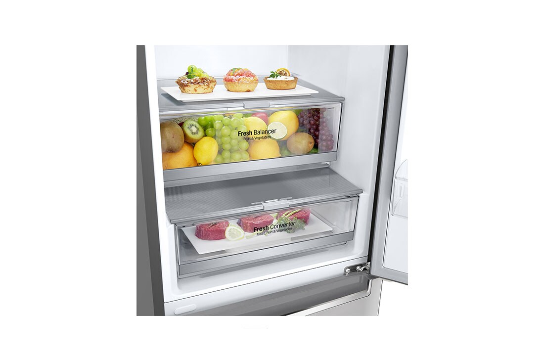 LG Kombinovani frižider sa donjim zamrzivačem, DoorCooling⁺™ tehnologija, ThinQ™, kapacitet 384L, GBB72NSDFN-dawers detail 1, GBB72NSDFN, thumbnail 3