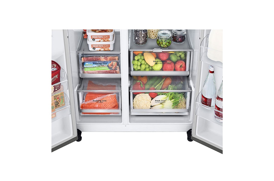 LG InstaView Door-in-Door™ Side-by-Side frižider, DoorCooling⁺™ i ThinQ™ tehnologija, kapacitet 635L, GSXV80PZLE, thumbnail 11