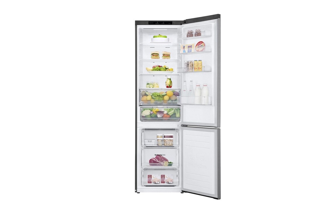 LG Kombinovani frižider sa donjim zamrzivačem, DoorCooling+™ tehnologija, kapacitet 384L, Prednja sva vrata otvorena sa pogledom na hranu, GBP52PZNCN1, thumbnail 2