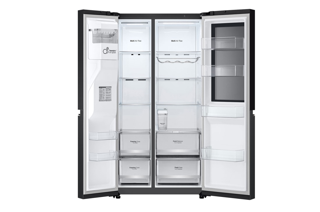 LG InstaView™ Side-by-Side frižider, DoorCooling+™ i ThinQ™ tehnologija, kapacitet 635L, Prednja sva vrata otvorena bez pogleda na hranu, GSGV81EPLL, thumbnail 11