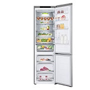 LG Kombinovani frižider sa donjim zamrzivačem, DoorCooling+™ tehnologija, kapacitet 387L, Prednja sva vrata otvorena sa pogledom na hranu, GBV7280AMB, thumbnail 3