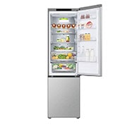 LG Kombinovani frižider sa donjim zamrzivačem, DoorCooling+™ tehnologija, kapacitet 387L, Prednja gornja vrata otvorena sa pogledom na hranu, GBV7280CMB, thumbnail 4