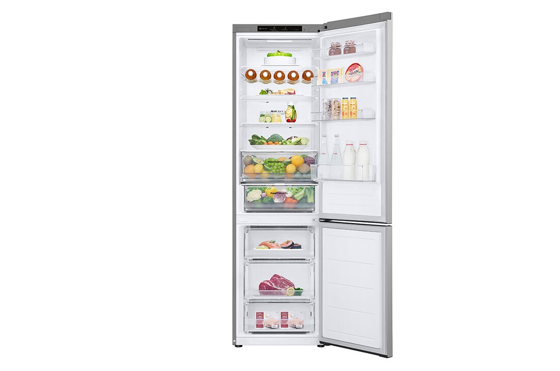 LG Kombinovani frižider sa donjim zamrzivačem, DoorCooling+™ tehnologija, kapacitet 387L, Prednja sva vrata otvorena sa pogledom na hranu, GBV3200DPY, thumbnail 3