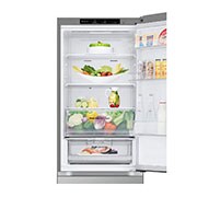 LG Kombinovani frižider sa donjim zamrzivačem, DoorCooling+™ tehnologija, kapacitet 344L, Prednja gornja vrata otvorena sa pogledom na hranu, GBV3100CPY, thumbnail 9