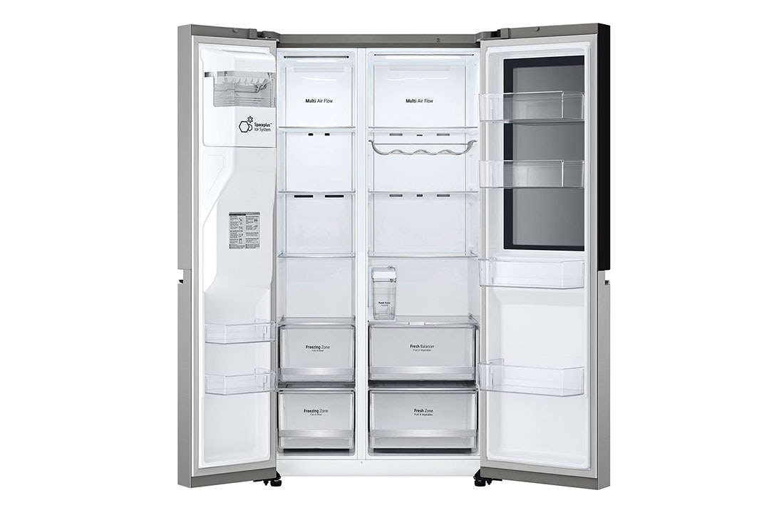 LG InstaView™ Side-by-Side frižider, DoorCooling+™ i ThinQ™ tehnologija, kapacitet 635L, Front all door open without food view, GSGV81PYLL, thumbnail 4