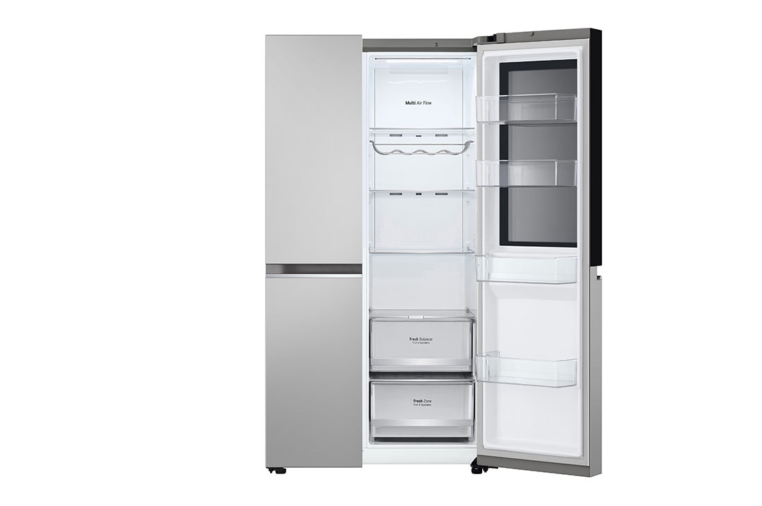 LG InstaView™ Side-by-Side frižider, DoorCooling+™ i ThinQ™ tehnologija, kapacitet 655L, Leva strana otvorena bez hrane, GSVV80PYLL, thumbnail 11