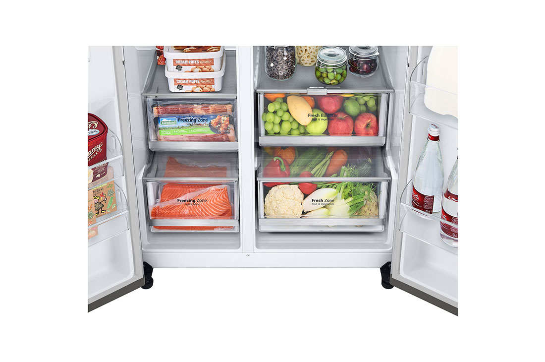 LG InstaView™ Side-by-Side frižider, DoorCooling+™ i ThinQ™ tehnologija, kapacitet 655L, Fioka sa hranom, GSVV80PYLL, thumbnail 6