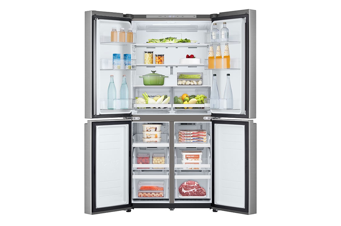 LG Multi-Door frižider, DoorCooling+™ tehnologija, kapacitet 530L, Prednja sva vrata otvorena sa pogledom na hranu, GMB860PYDE, thumbnail 2