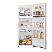 LG Kombinovani frižider sa gornjim zamrzivačem, DoorCooling+™ tehnologija, ThinQ™, kapacitet 461L, Prednja sva vrata otvorena sa pogledom na hranu, GTBV44SEBKD, thumbnail 2