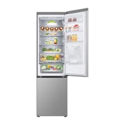 LG Kombinovani frižider sa donjim zamrzivačem, DoorCooling+™ tehnologija, ThinQ™, kapacitet 386L, Prednja gornja vrata otvorena sa pogledom na hranu, GBF7272DPY, thumbnail 4