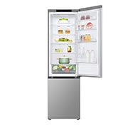 LG Kombinovani frižider sa donjim zamrzivačem, DoorCooling⁺™ tehnologija, kapacitet 387L, Prednja gornja vrata otvorena sa pogledom na hranu, GBV22L0EPY, thumbnail 4