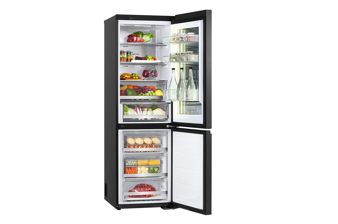 LG InstaView™ kombinovani frižider sa donjim zamrzivačem, DoorCooling<sup>+</sup>™ tehnologija, ThinQ™, kapacitet 349L, Otvorena hrana sa leve strane, GBG7190CEV, thumbnail 13