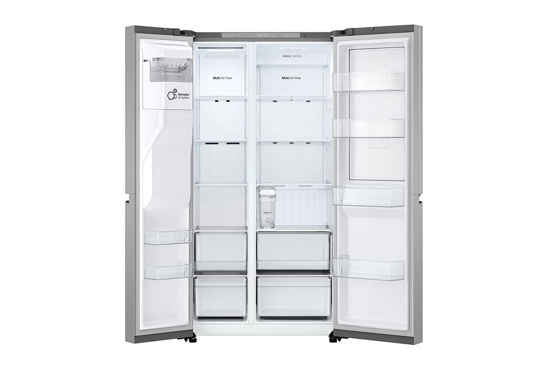 LG Door-in-Door™ Side-by-Side frižider, kapacitet 641L, Prednja sva vrata otvorena sa pogledom na hranu, GSJC41PYPE, thumbnail 4