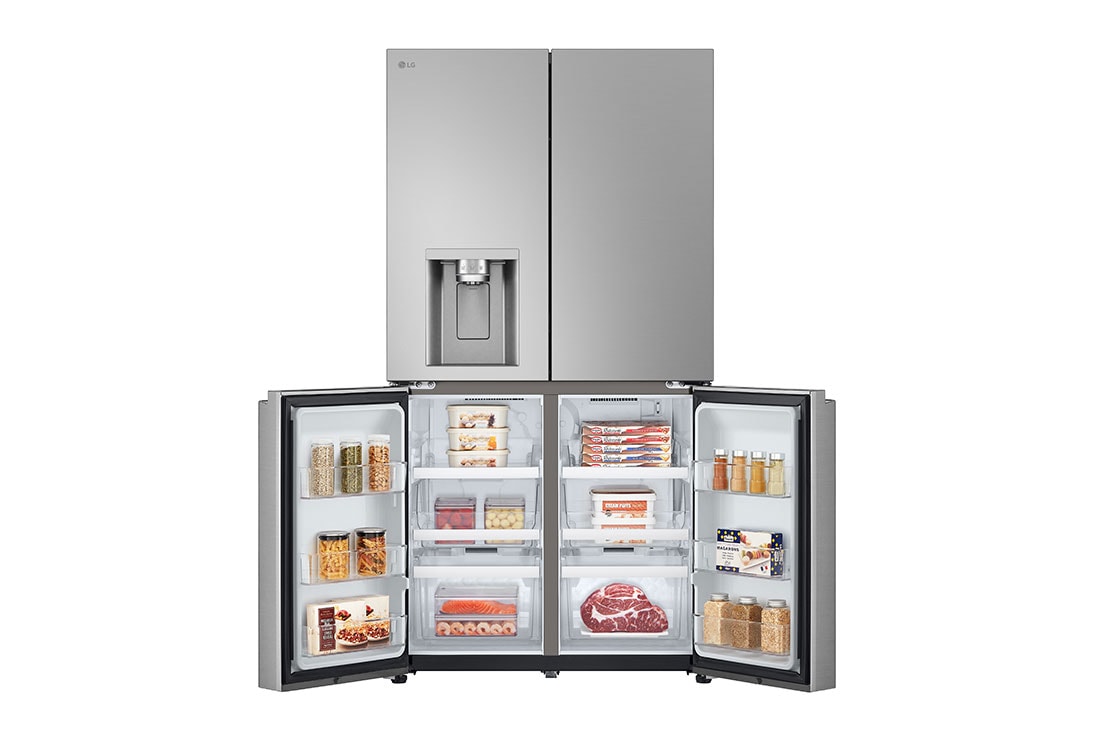 LG Multi-Door frižider, ThinQ™ tehnologija, kapacitet 637L, Prednja sva vrata otvorena sa pogledom na hranu, GML960PYFE, thumbnail 8